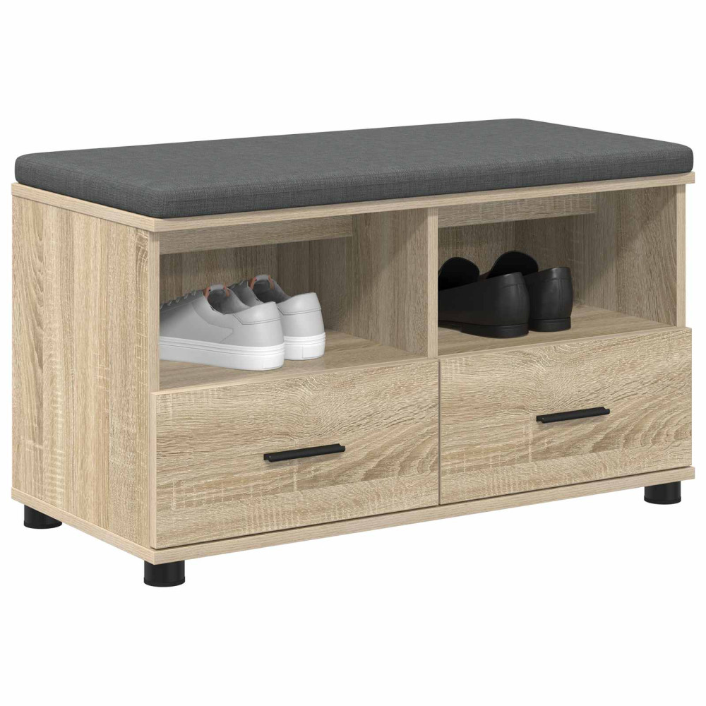 Produktbild för Hallbänk Sonoma-ek 80 x 38 x 46 cm Konstruerat Trä och Tyg