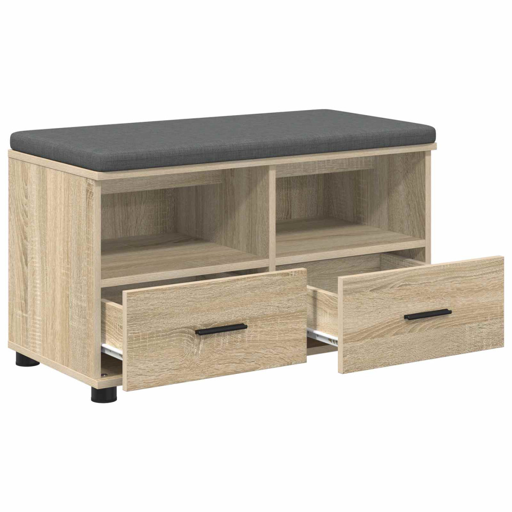 Produktbild för Hallbänk Sonoma-ek 80 x 38 x 46 cm Konstruerat Trä och Tyg