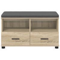 Produktbild för Hallbänk Sonoma-ek 80 x 38 x 46 cm Konstruerat Trä och Tyg