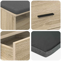 Produktbild för Hallbänk Sonoma-ek 80 x 38 x 46 cm Konstruerat Trä och Tyg