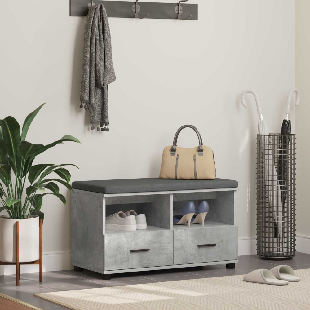 Produktbild för Hallbänk BetongGrå 80 x 38 x 46 cm Konstruerat Trä och Tyg