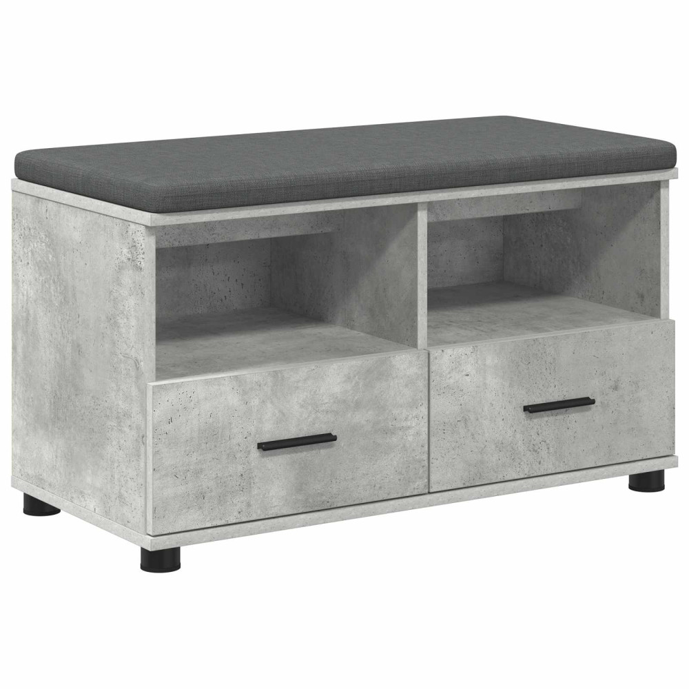 Produktbild för Hallbänk BetongGrå 80 x 38 x 46 cm Konstruerat Trä och Tyg