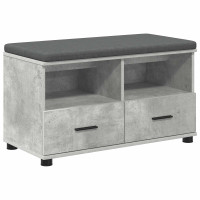 Produktbild för Hallbänk BetongGrå 80 x 38 x 46 cm Konstruerat Trä och Tyg