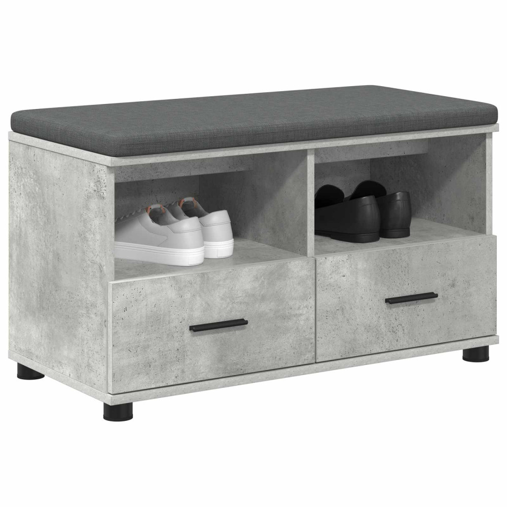 Produktbild för Hallbänk BetongGrå 80 x 38 x 46 cm Konstruerat Trä och Tyg