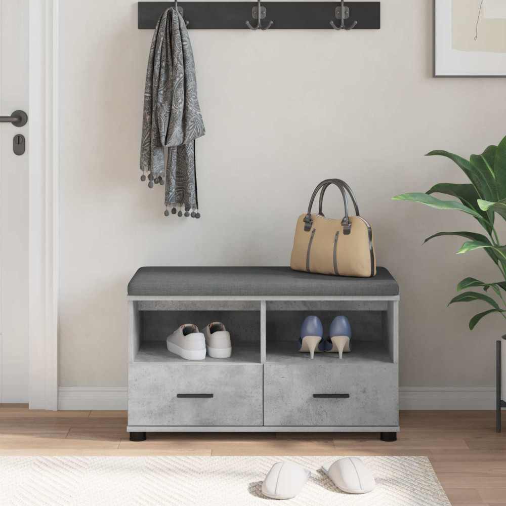 Produktbild för Hallbänk BetongGrå 80 x 38 x 46 cm Konstruerat Trä och Tyg