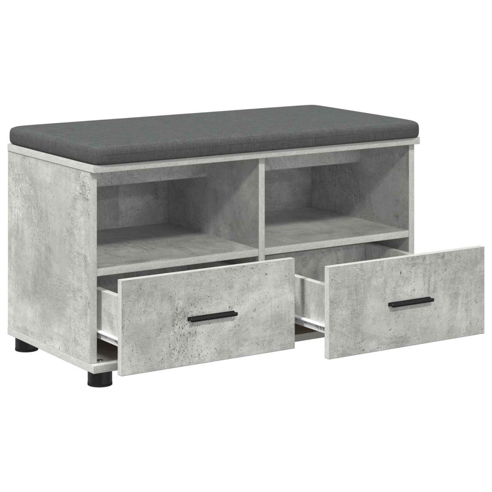 Produktbild för Hallbänk BetongGrå 80 x 38 x 46 cm Konstruerat Trä och Tyg
