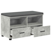 Produktbild för Hallbänk BetongGrå 80 x 38 x 46 cm Konstruerat Trä och Tyg