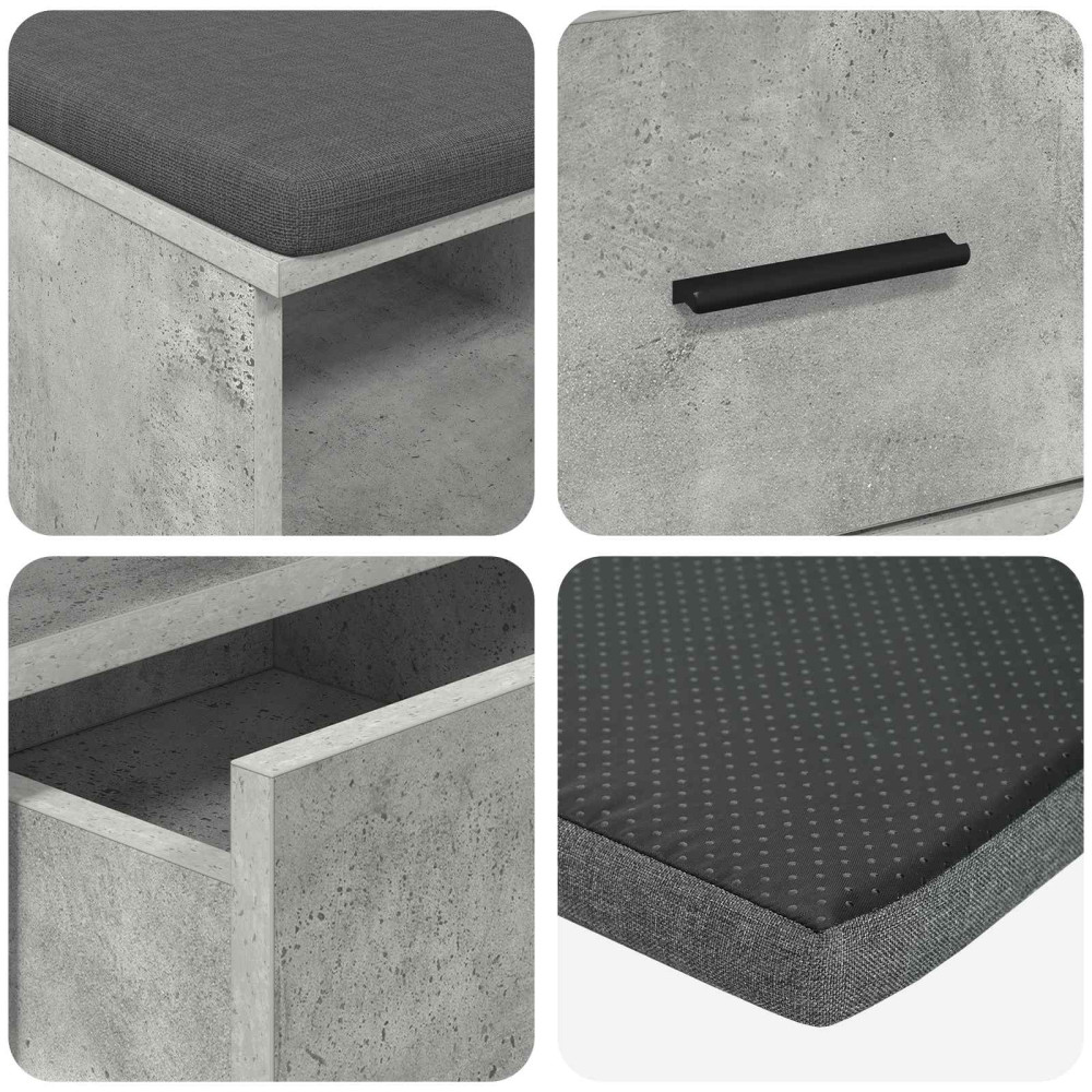 Produktbild för Hallbänk BetongGrå 80 x 38 x 46 cm Konstruerat Trä och Tyg