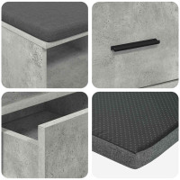 Produktbild för Hallbänk BetongGrå 80 x 38 x 46 cm Konstruerat Trä och Tyg