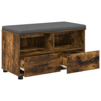 Produktbild för Hallbänk Rökt Ek 80 x 38 x 46 cm Konstruerat Trä och Tyg