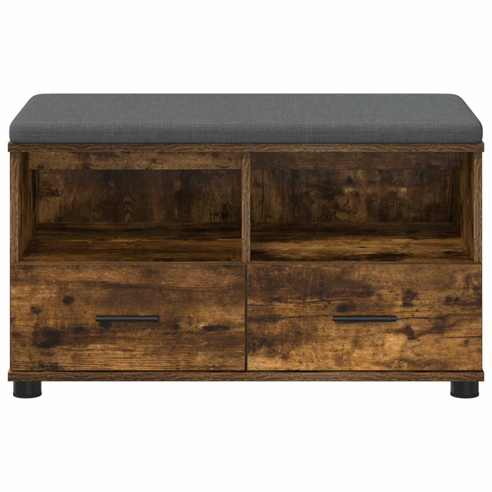 Produktbild för Hallbänk Rökt Ek 80 x 38 x 46 cm Konstruerat Trä och Tyg