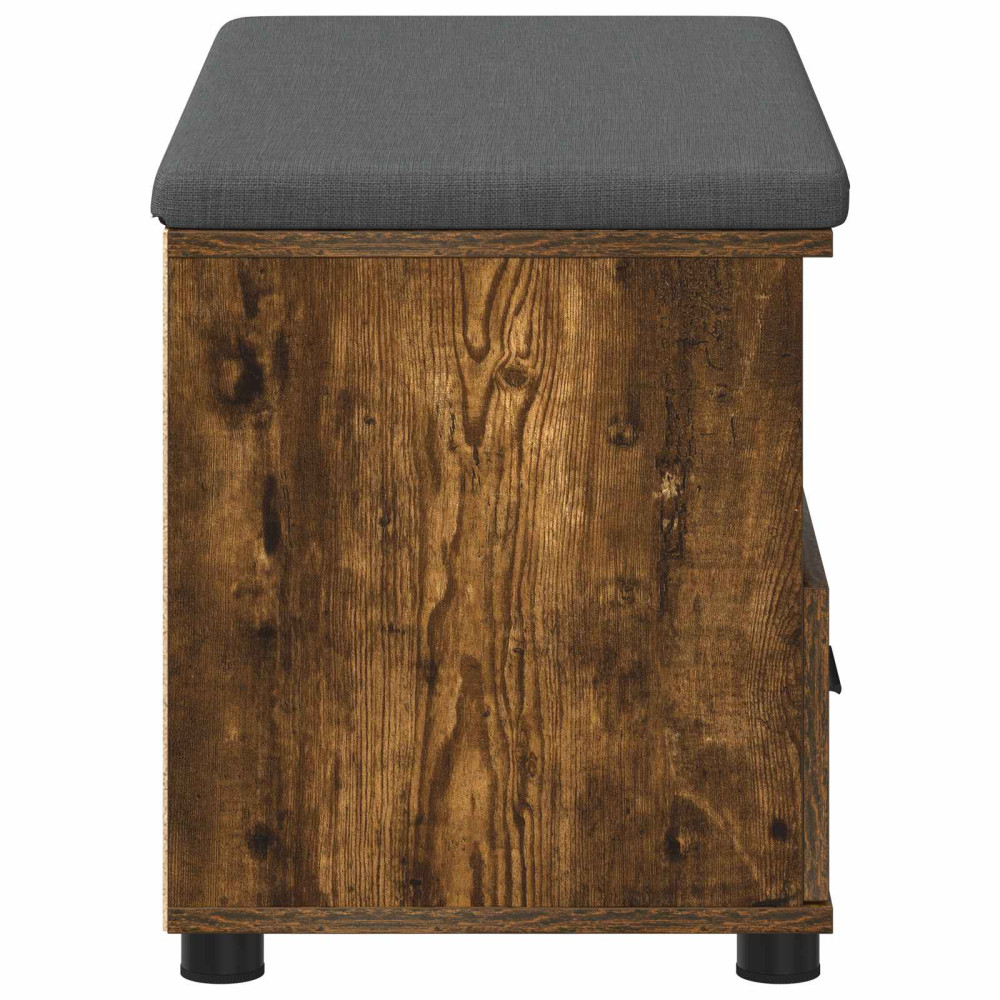 Produktbild för Hallbänk Rökt Ek 80 x 38 x 46 cm Konstruerat Trä och Tyg