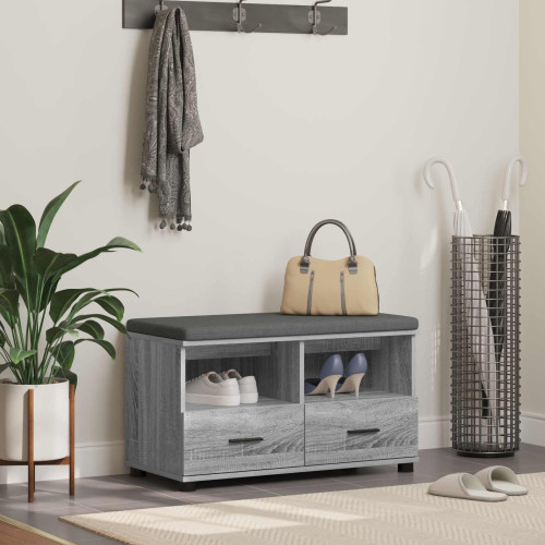 vidaXL Hallbänk Grå Sonoma 80 x 38 x 46 cm Konstruerat Trä och Tyg