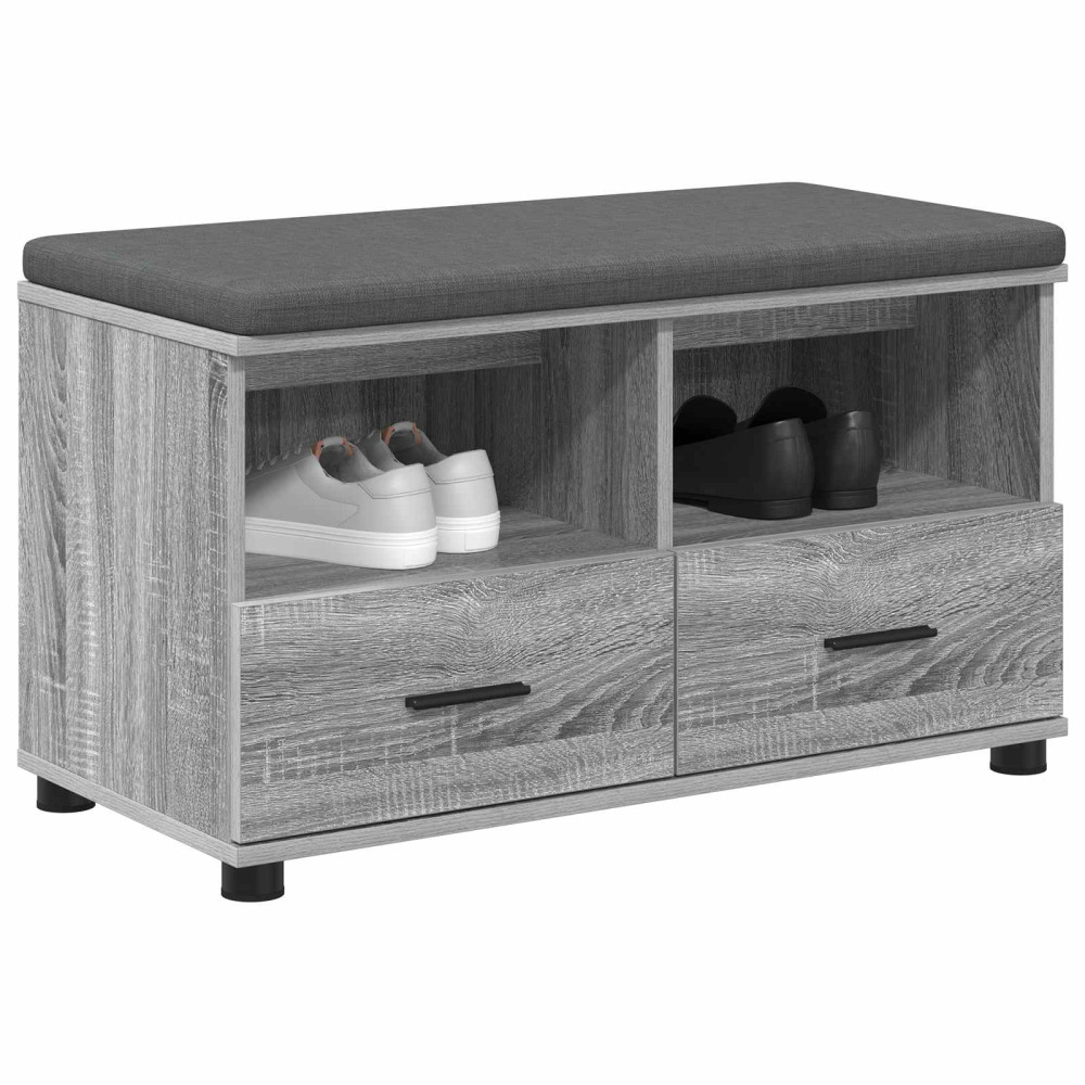 Produktbild för Hallbänk Grå Sonoma 80 x 38 x 46 cm Konstruerat Trä och Tyg