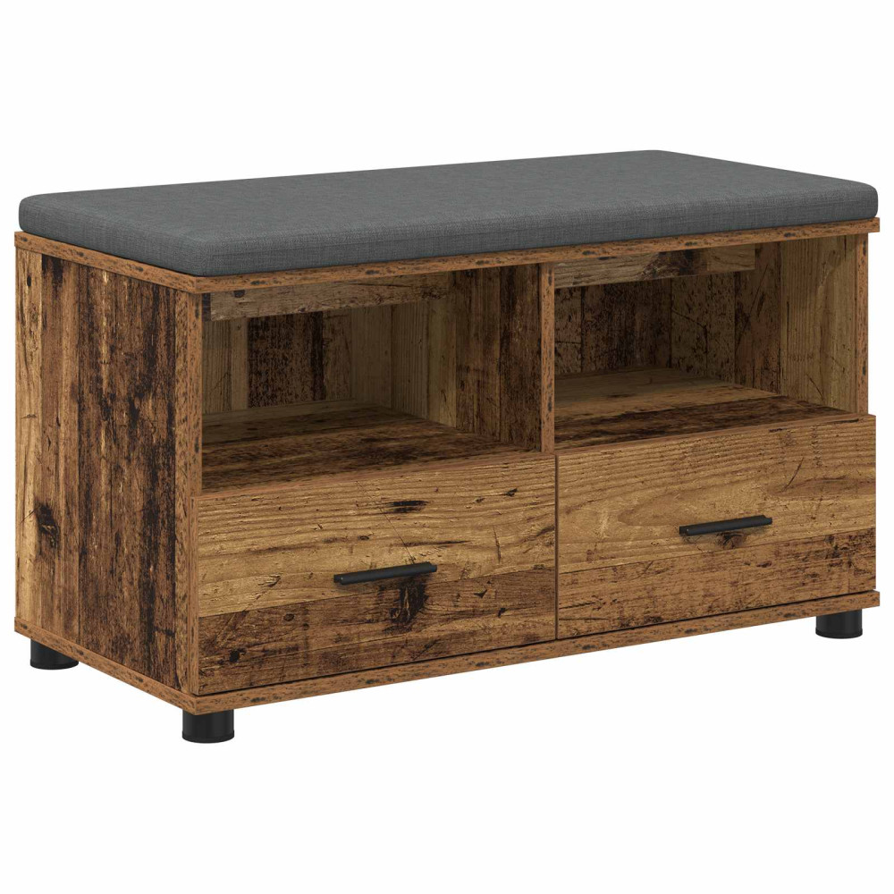 Produktbild för Hallbänk Gammalt trä 80 x 38 x 46 cm Konstruerat Trä och Tyg