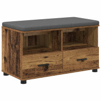 Produktbild för Hallbänk Gammalt trä 80 x 38 x 46 cm Konstruerat Trä och Tyg