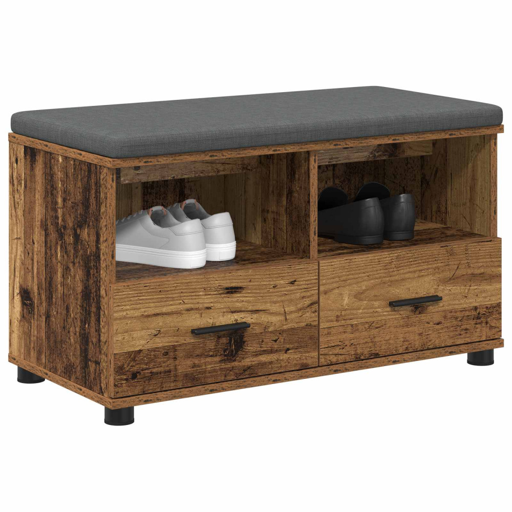 Produktbild för Hallbänk Gammalt trä 80 x 38 x 46 cm Konstruerat Trä och Tyg