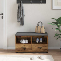 Produktbild för Hallbänk Gammalt trä 80 x 38 x 46 cm Konstruerat Trä och Tyg