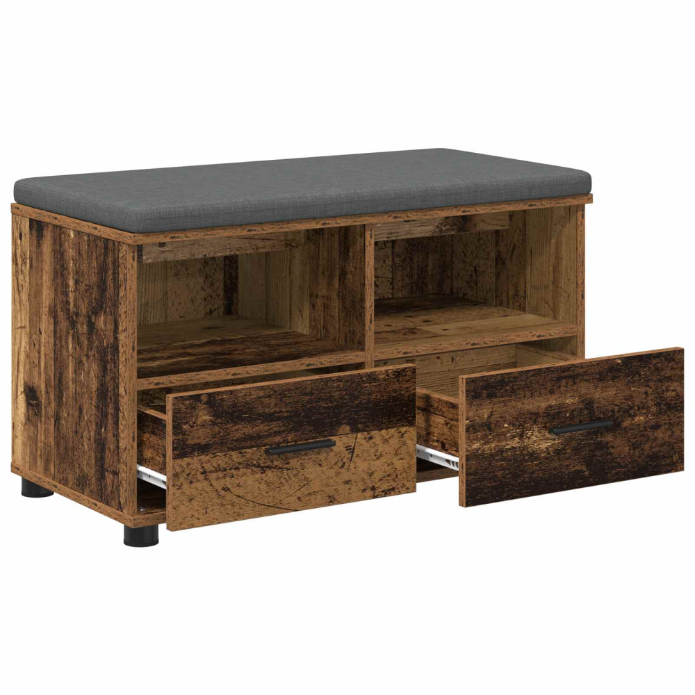 Produktbild för Hallbänk Gammalt trä 80 x 38 x 46 cm Konstruerat Trä och Tyg