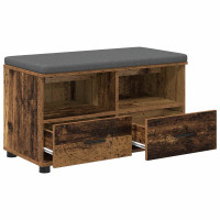 Produktbild för Hallbänk Gammalt trä 80 x 38 x 46 cm Konstruerat Trä och Tyg