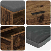 Produktbild för Hallbänk Gammalt trä 80 x 38 x 46 cm Konstruerat Trä och Tyg