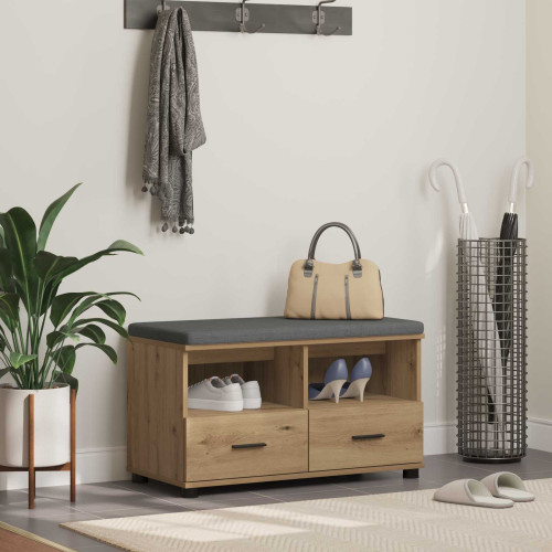 vidaXL Hallbänk Artisan Ek 80 x 38 x 46 cm Konstruerat Trä och Tyg