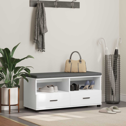 vidaXL Hallbänk med kudde Vit 100 x 38 x 46 cm Konstruerat Trä och Tyg