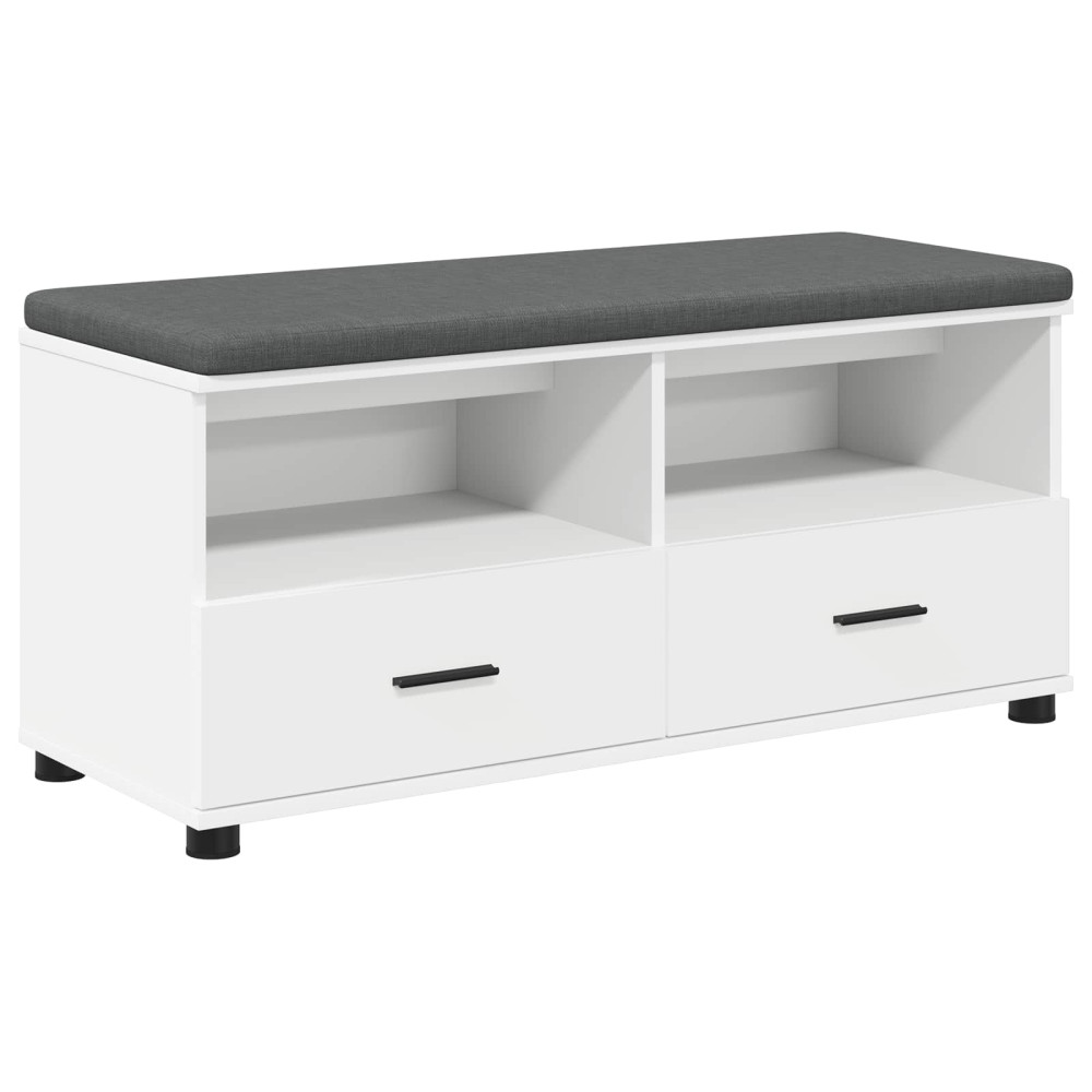 Produktbild för Hallbänk med kudde Vit 100 x 38 x 46 cm Konstruerat Trä och Tyg