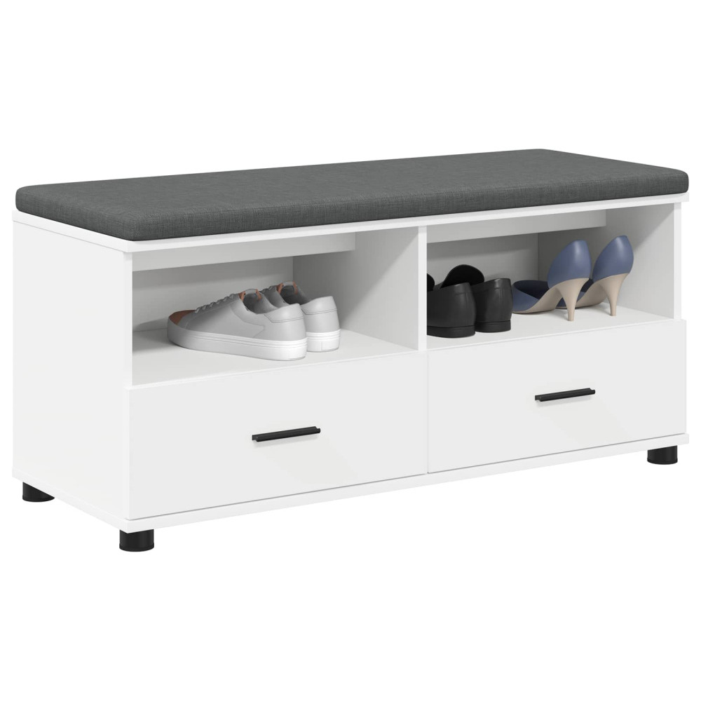 Produktbild för Hallbänk med kudde Vit 100 x 38 x 46 cm Konstruerat Trä och Tyg