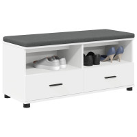 Produktbild för Hallbänk med kudde Vit 100 x 38 x 46 cm Konstruerat Trä och Tyg