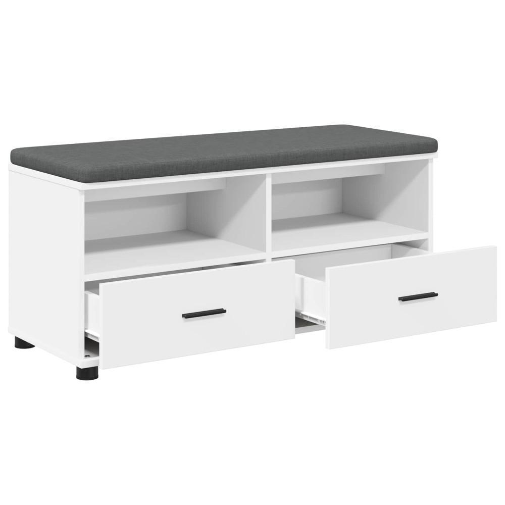 Produktbild för Hallbänk med kudde Vit 100 x 38 x 46 cm Konstruerat Trä och Tyg