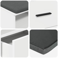 Produktbild för Hallbänk med kudde Vit 100 x 38 x 46 cm Konstruerat Trä och Tyg