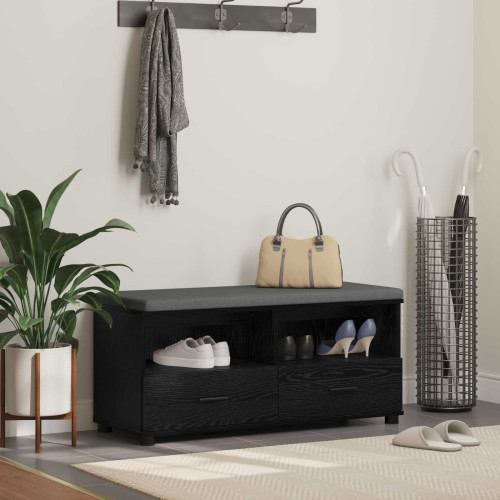 vidaXL Hallbänk Svart Ek 100 x 38 x 46 cm Konstruerat Trä och Tyg