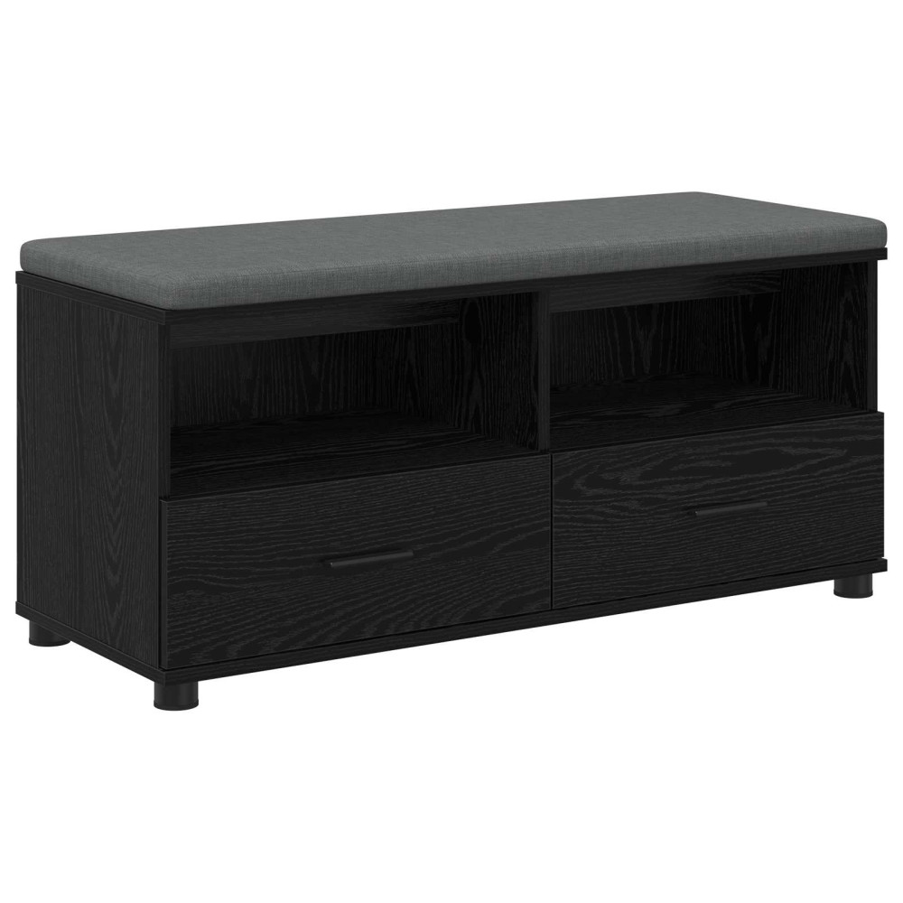 Produktbild för Hallbänk Svart Ek 100 x 38 x 46 cm Konstruerat Trä och Tyg