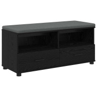 Produktbild för Hallbänk Svart Ek 100 x 38 x 46 cm Konstruerat Trä och Tyg