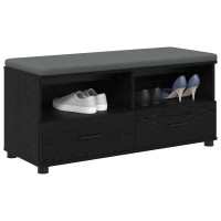 Produktbild för Hallbänk Svart Ek 100 x 38 x 46 cm Konstruerat Trä och Tyg