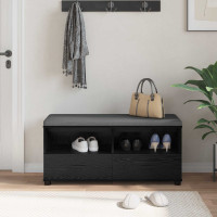 Produktbild för Hallbänk Svart Ek 100 x 38 x 46 cm Konstruerat Trä och Tyg