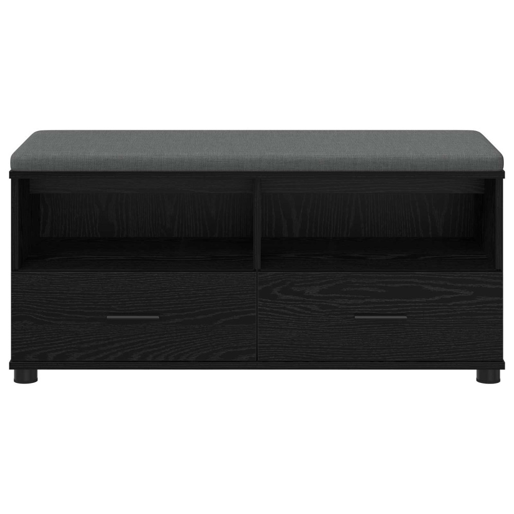 Produktbild för Hallbänk Svart Ek 100 x 38 x 46 cm Konstruerat Trä och Tyg