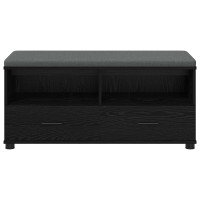 Produktbild för Hallbänk Svart Ek 100 x 38 x 46 cm Konstruerat Trä och Tyg