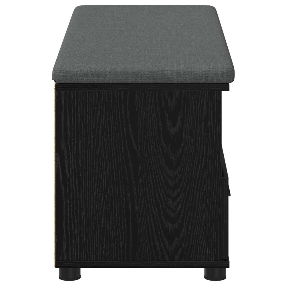 Produktbild för Hallbänk Svart Ek 100 x 38 x 46 cm Konstruerat Trä och Tyg