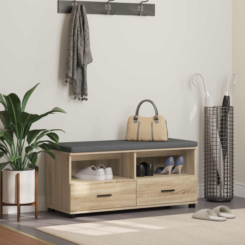 Produktbild för Hallbänk Sonoma-ek 100 x 38 x 46 cm Konstruerat Trä och Tyg