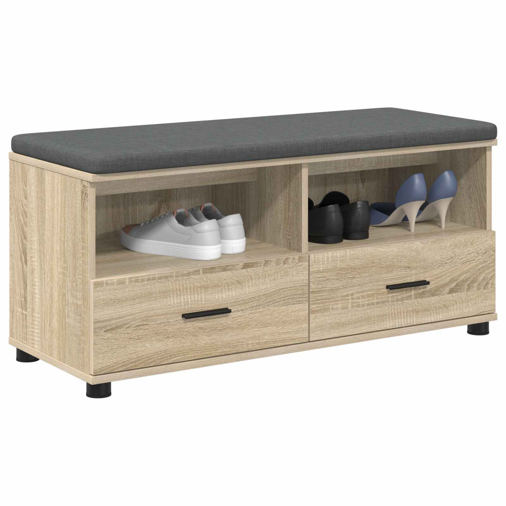 Produktbild för Hallbänk Sonoma-ek 100 x 38 x 46 cm Konstruerat Trä och Tyg