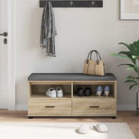 Produktbild för Hallbänk Sonoma-ek 100 x 38 x 46 cm Konstruerat Trä och Tyg