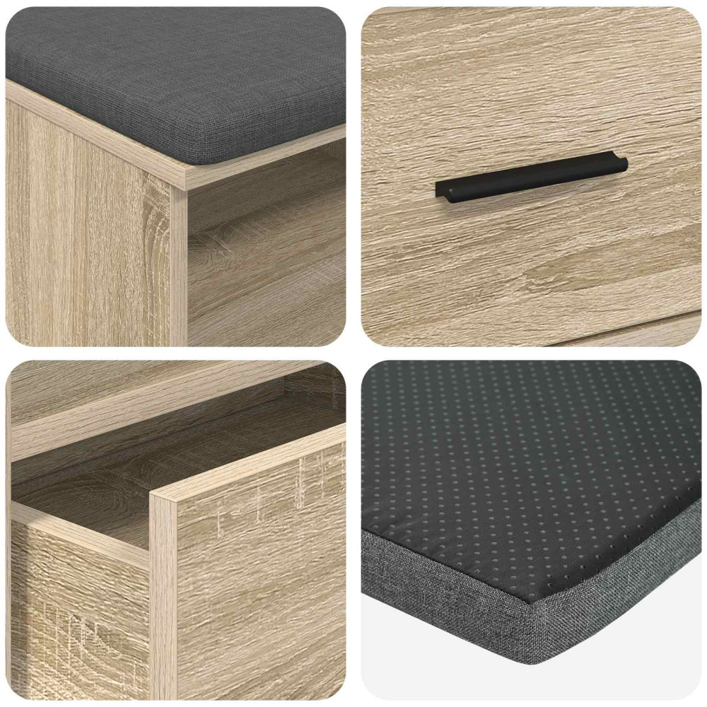 Produktbild för Hallbänk Sonoma-ek 100 x 38 x 46 cm Konstruerat Trä och Tyg