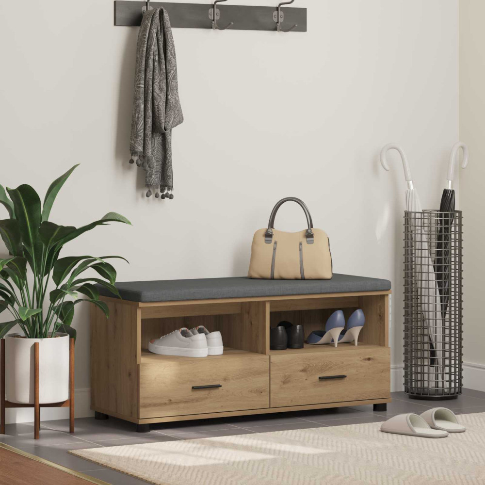 Produktbild för Hallbänk Artisan Ek 100 x 38 x 46 cm Konstruerat Trä och Tyg