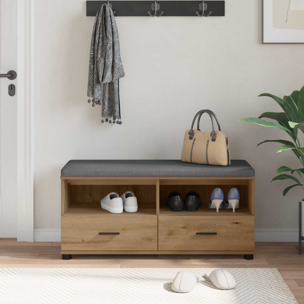 Produktbild för Hallbänk Artisan Ek 100 x 38 x 46 cm Konstruerat Trä och Tyg