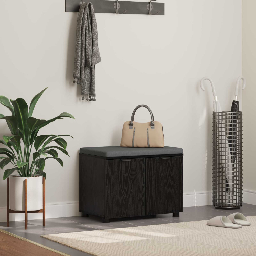 Produktbild för Hallbänk Svart Ek 60 x 38 x 46 cm Konstruerat Trä och Tyg