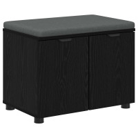 Produktbild för Hallbänk Svart Ek 60 x 38 x 46 cm Konstruerat Trä och Tyg