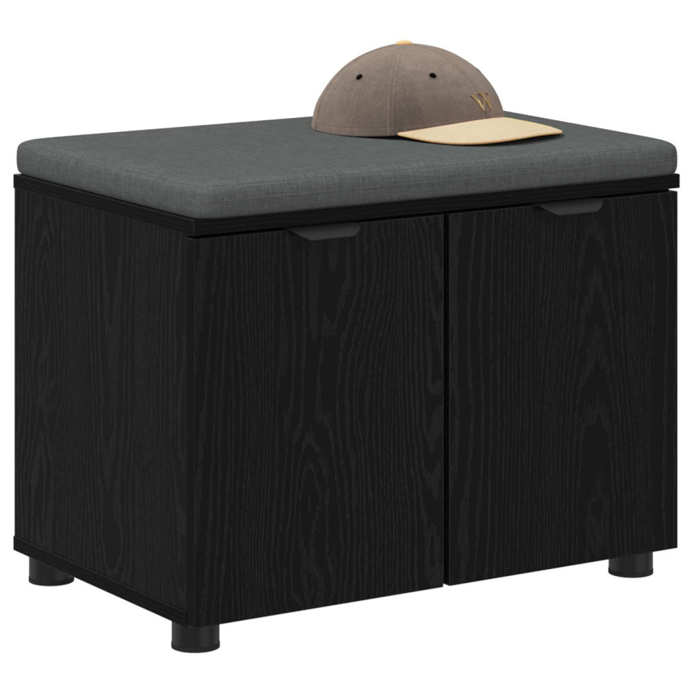 Produktbild för Hallbänk Svart Ek 60 x 38 x 46 cm Konstruerat Trä och Tyg