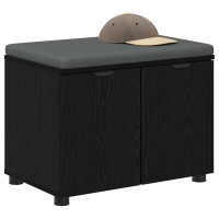 Produktbild för Hallbänk Svart Ek 60 x 38 x 46 cm Konstruerat Trä och Tyg